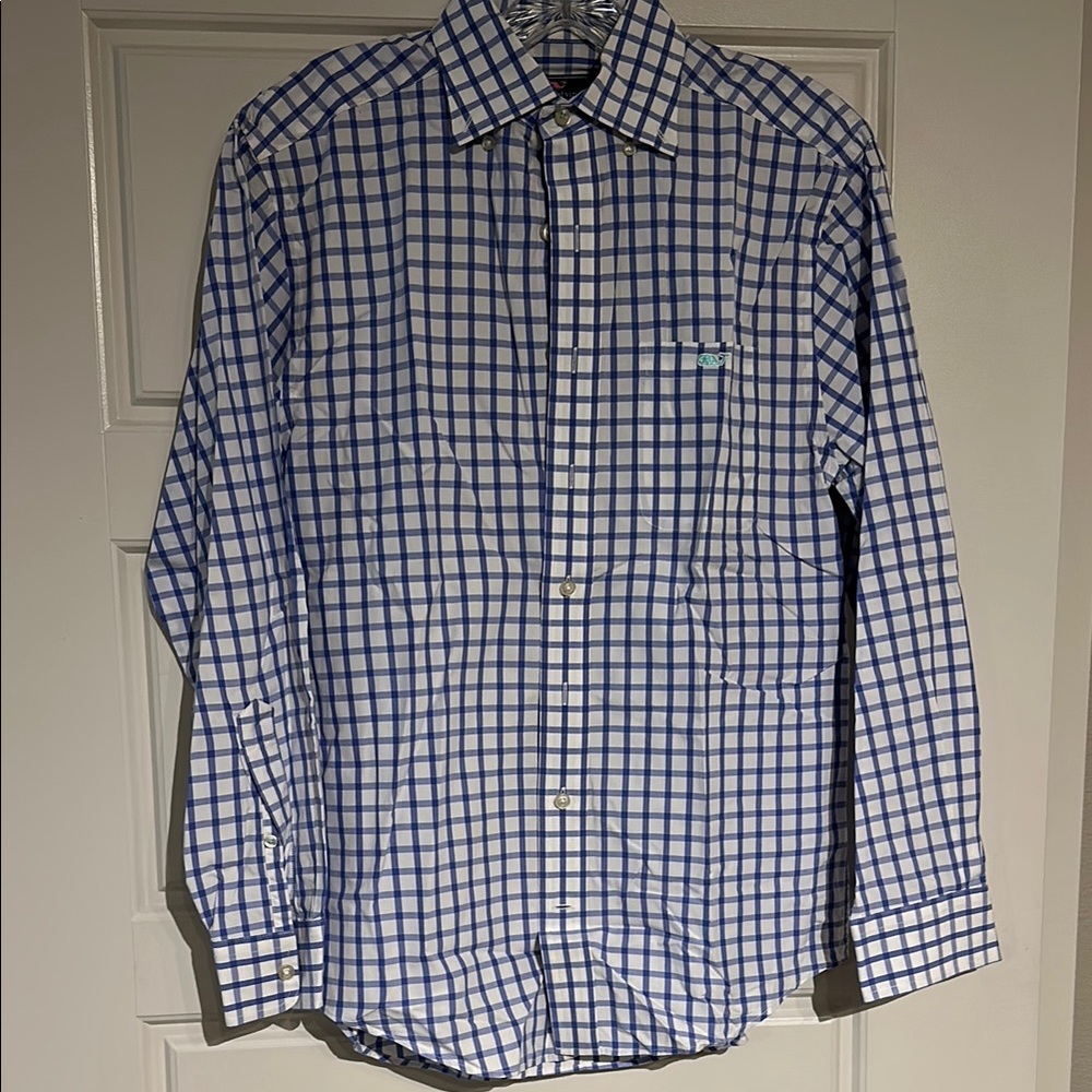 Blue Checkered Men's Small Vineyard Vines Button-Down Shirt